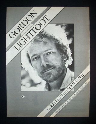 Gordon Lightfoot Cold On The Shoulder 1975 Short Print Poster Type Ad,  Advert