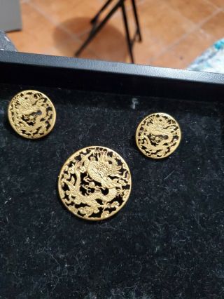 Mfa Gold Tone Brooch And Earrings Set