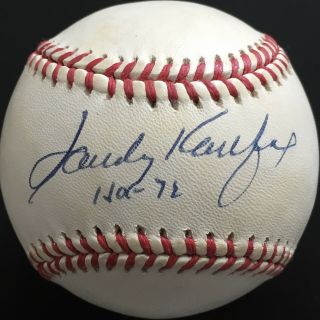 Sandy Koufax Hof 72 Autographed National League Baseball,  Jsa Loa