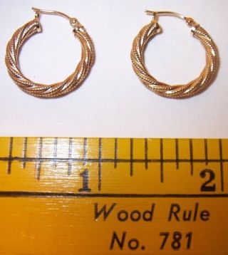 Italian 14k Yellow Gold Highly Detailed Hollow Hoop Earrings Italy