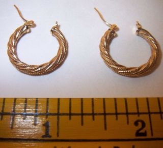 Italian 14K Yellow Gold Highly Detailed Hollow Hoop Earrings Italy 2