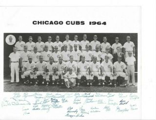1964 Chicago Cubs Autographed 8x10 Team Photo (34 Signatures) Psa Letter