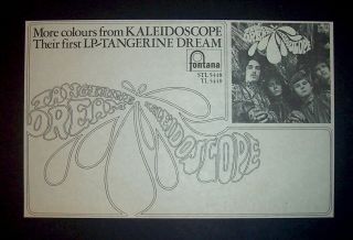 Tangerine Dream Kaleidoscope 1967 Small Poster Type Ad,  Promo Advert
