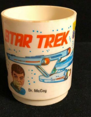 Collectible 1975 Deka Plastic Cup Star Trek Tv Series Characters & Enterprise