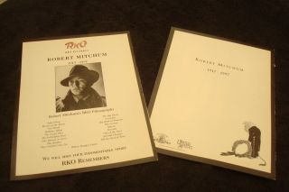 Robert Mitchum 1917 - 1997 2 Tribute Ads From Rko With List Of Films,  Mgm,  Ua