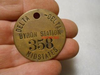 Vintage Byron Station Midstates Nuclear Plant Brass Tool Tag Illinois 1 1/2 " 7