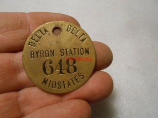 Vintage Byron Station Midstates Nuclear Plant Brass Tool Tag Illinois 1 1/2 " 11