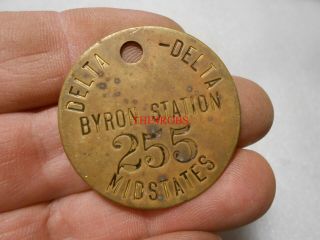 Vintage Byron Station Midstates Nuclear Plant Brass Tool Tag Illinois 1 1/2 " 12