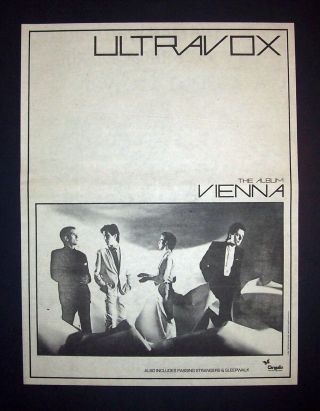 Ultravox Vienna (midge Ure) 1981 Poster Type Advert,  Promo Ad