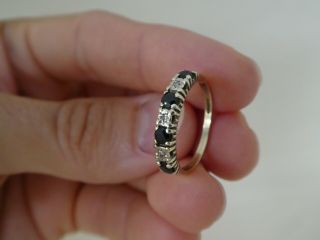 Vintage 9ct Gold Sapphire & Diamond Half Eternity Ring Size P½