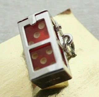 Vintage Jmf Gamblers Dice In Case Articulated Sterling Pendant Charm - Opens
