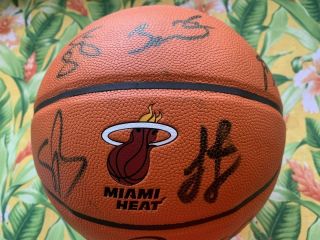Lebron James 2012 - 2013 Miami Heat Autographed Team Signed Basketball D Wade