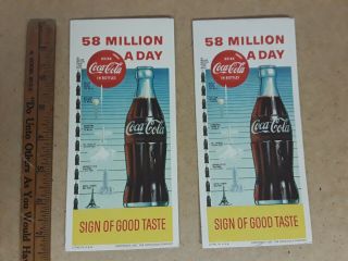2 1957 Coke Coca - Cola Bottle 58 Million A Day Advertising Ink Blotter
