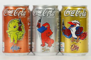 2000 Coca Cola 3 Cans Set From Thailand,  Sydney 2000