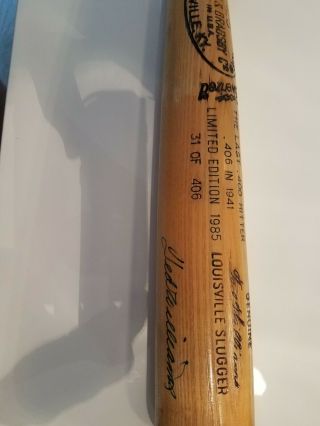 Ted Williams Signed Limited Edition 31 Of 406 W215 Baseball Bat With Jsa Cert.
