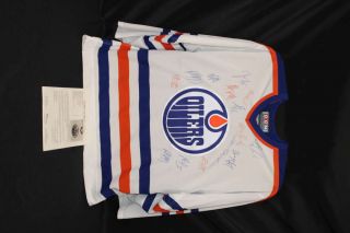 Wayne Gretzky Mark Messier Signed Edmonton Oilers Jersey Fuhr Kurri Jsa Jb118