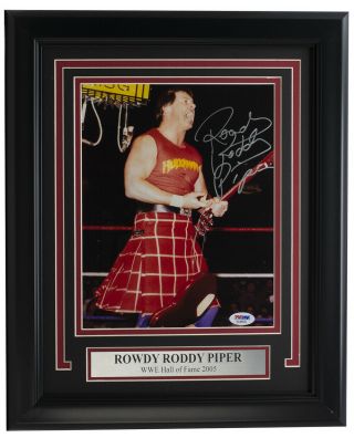 Rowdy Roddy Piper Signed Framed 8x10 Wwe Photo Psa/dna