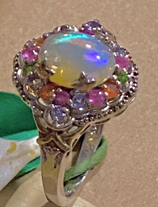 Chuck Clemency Sts Sterling Silver Ring Opal Amethyst Peridot Spinel Citrine 925