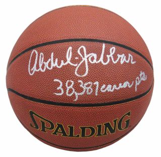 Kareem Abdul - Jabbar Signed Spalding I/o Basketball W/38,  387 Career Pts - Ss