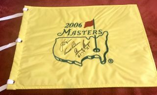 Arnold Palmer,  Jack Nicklaus,  Gary Player Signed 2006 Masters Flag No