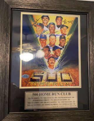 Matted Autographed 500 Home Run Club Lithograph W/coa