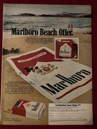 Marlboro Cigarettes Beach Towel Offer 1972 Ad/poster Promo Ad