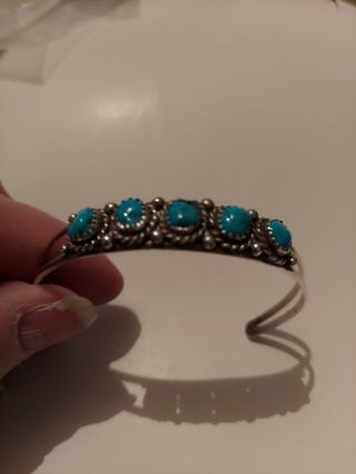 Sterling Silver Southwestern Natural Blue Turquoise Cuff Bracelet10 Grams/ 7