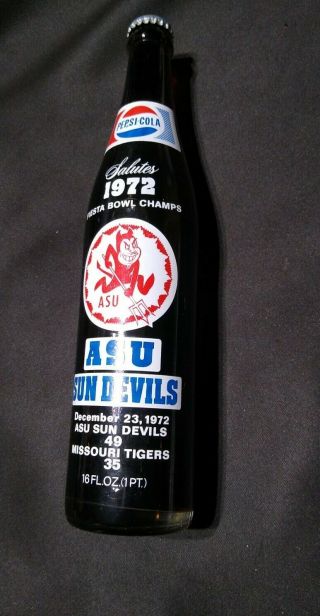 1972 Fiesta Bowl Champs Arizona State Sun Devils / Missouri Tigers Pepsi Bottle