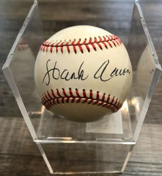 Hank Aaron Signed Autographed Official National League Rawlings Baseball Psa/dna