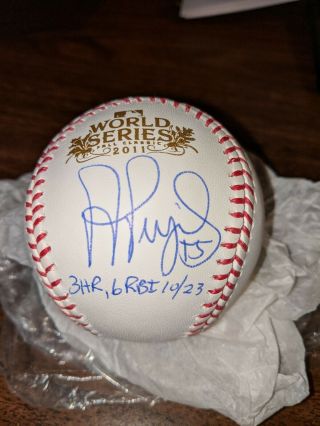 Albert Pujols Signed Autograph 2011 World Series Stat Ball Game 3 Mlb Hologram