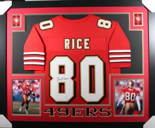 Jerry Rice (49ers Red Skyline) Signed Autographed Framed Jersey Jsa