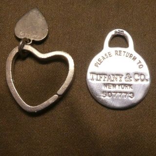 Tiffany & Co.  925 Sterling Silver Key Chain And Please Return To Heart Charm