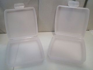 Set Of 2 Tupperware 3752 Clam Shell Hinged Clear Sandwich Holders Containers