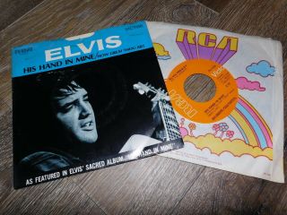 Elvis Presley - 74 - 0130 - His Hand In Mine/how Great Thou Art - Rare 45 W/sleeve