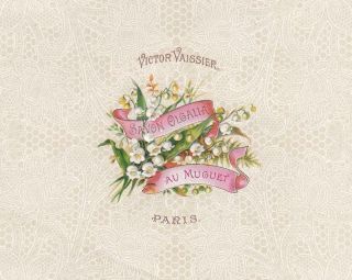 C 1900 French Soap Label Savon Olgalia Au Muguet Victor Vaissier Paris 7.  25x5.  75