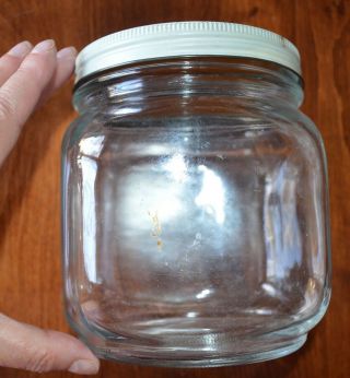 Vintage 1940s - 1950s Glass Jar Canister With Metal Lid 6 Inches Tall