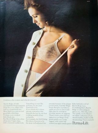 1965 Perma - Lift Lingerie - Sexy Woman In Lace Bra & Girdle = Print Ad