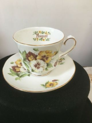 Vintage Duchess Teacup & Saucer,  August,  Pretty Pansy Flowers,  Made In England