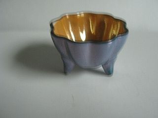 Japan Blue & Gold China Three Footed Luster Ware Open Salt Cellar,  C1930