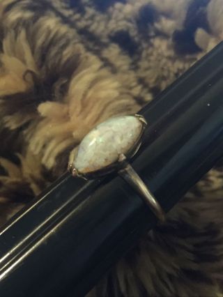 Vintage Uncas 10k Yellow Gold Filled Marquise Floating Opal Chips Ring 8