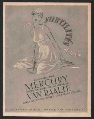 1937 French Canadian Mercury Mills Print Ad Van Raalte Lingerie