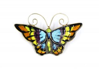 David Andersen Rainbow Enamel Butterfly Brooch Pin Sterling 925 Designer Norway