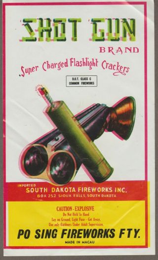 Error Brick Shot Gun Brand Firecracker Label Fireworks Sioux Fall,  Sd