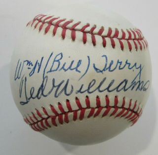 Ted Williams / Bill Terry Signed / Autographed Baseball Awesome Signatures