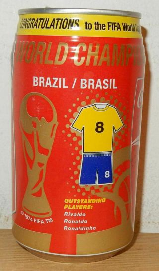 2002 Coca Cola World Cup Soccer Champion Brasil Can From South Africa (340ml)