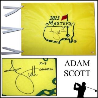 Adam Scott Signed & Inscribed " 2013 Champion " 2013 Masters Augusta Golf Pin Flag