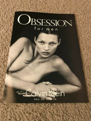 Vintage Kate Moss Calvin Klein Ck Be Fragrance Poster Print Ad 1990s 2 - Sided