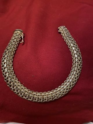 Sterling Silver Mesh Like Bracelet Italy 925 Push In Clasp