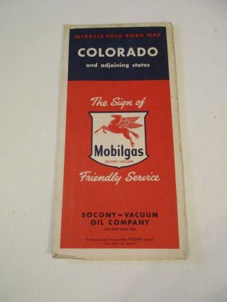 Vintage Mobilgas Colorado Oil Gas Service Station Travel Road Map 1950 Census