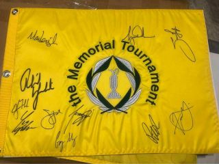 Tiger Woods Phil Mickelson Jim Furyk Signed Autographed Memorial Tournament Flag